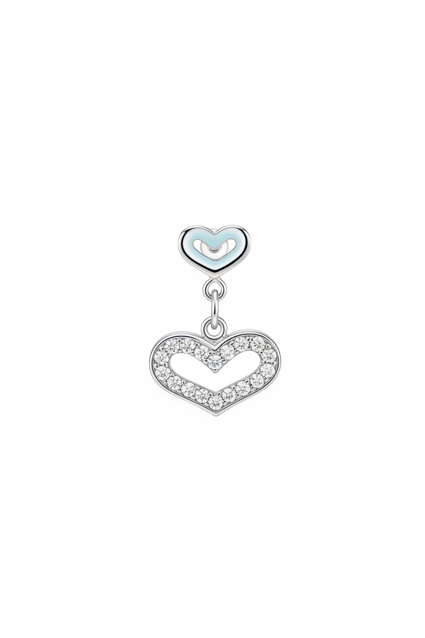 Cuoricino allungato argento – singolo