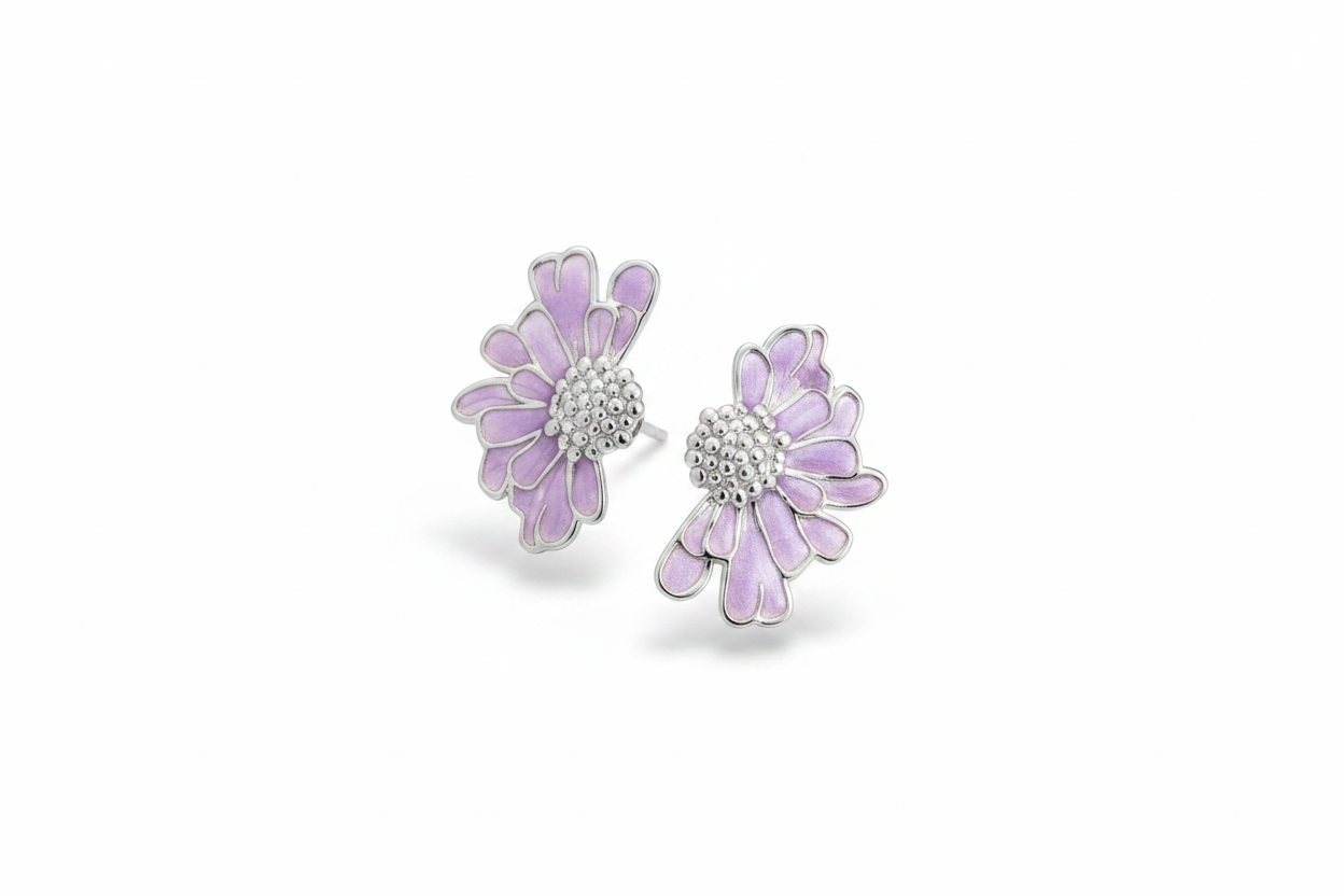 Fiore asimmetrico argento porpora – coppia