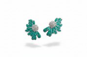 Fiore asimmetrico argento verde acqua – coppia