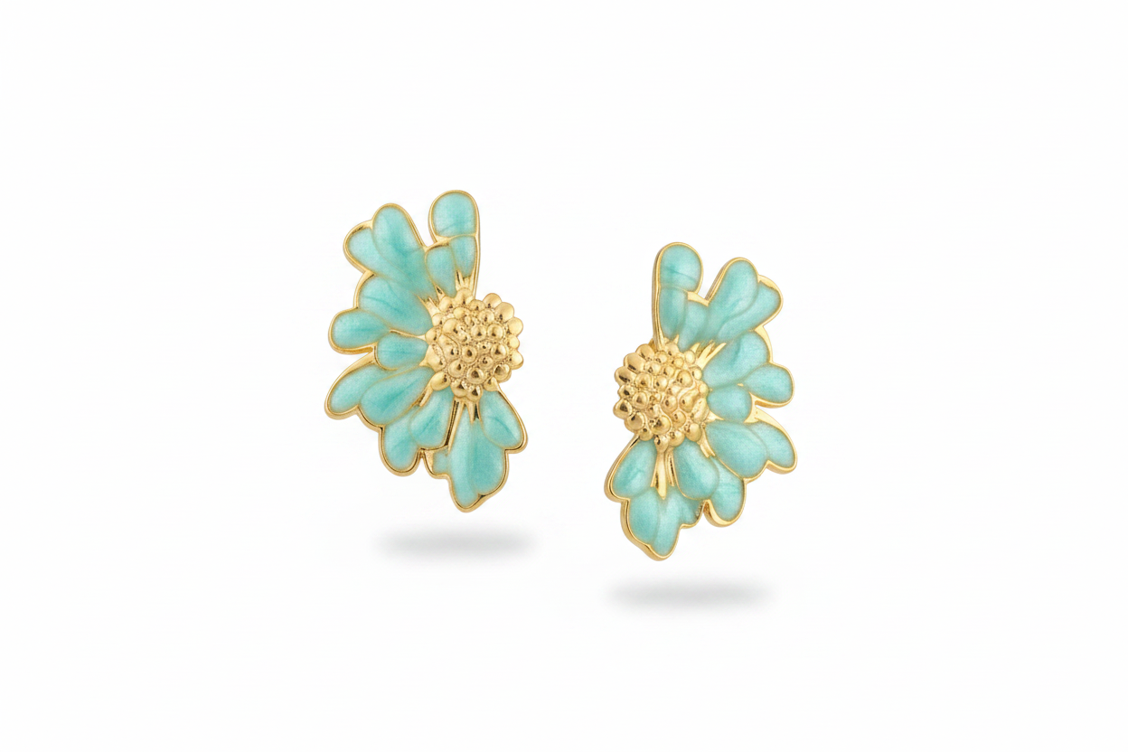 Fiore asimmetrico oro celeste – coppia