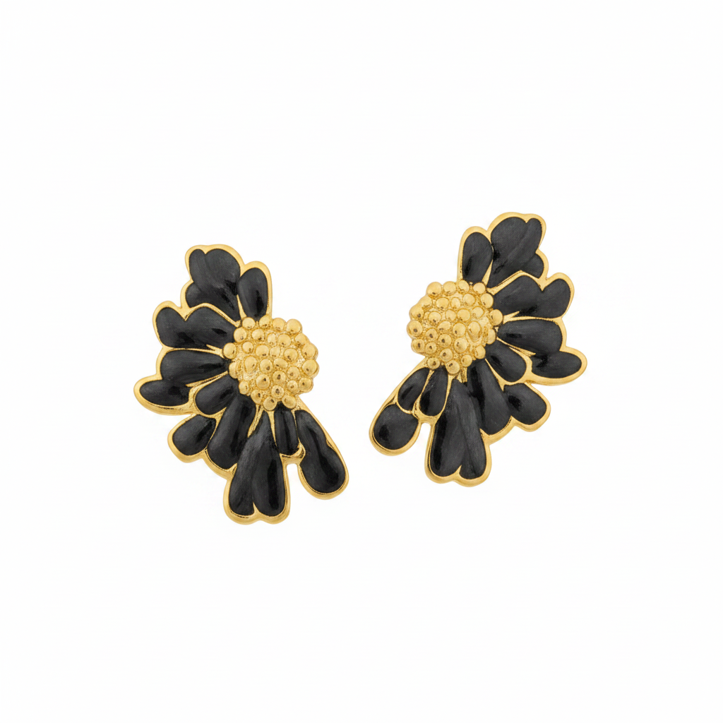 Fiore asimmetrico oro nero metallizzato – vista singola