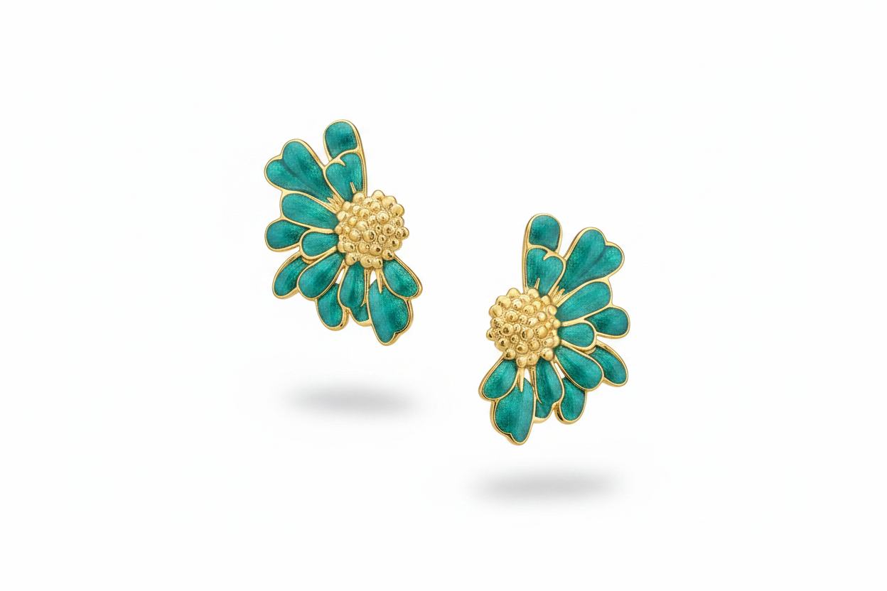 Fiore asimmetrico oro verde acqua – coppia