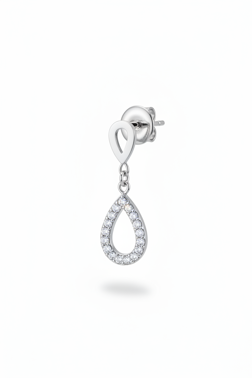 Goccia argento contorno + zirconi – singolo