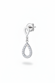 Goccia argento contorno + zirconi – singolo