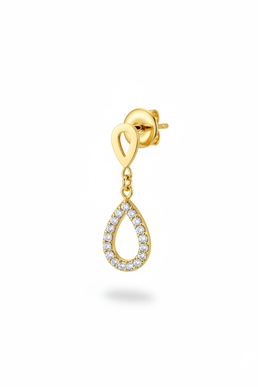 Goccia oro contorno + zirconi – singolo