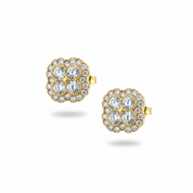 Gold cushion cluster stud earrings