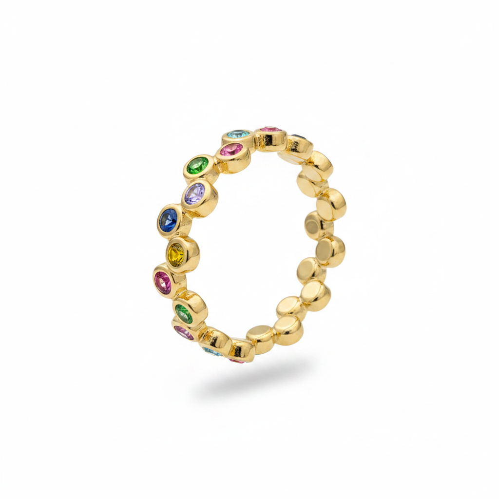 Gold multicolor eternity ring