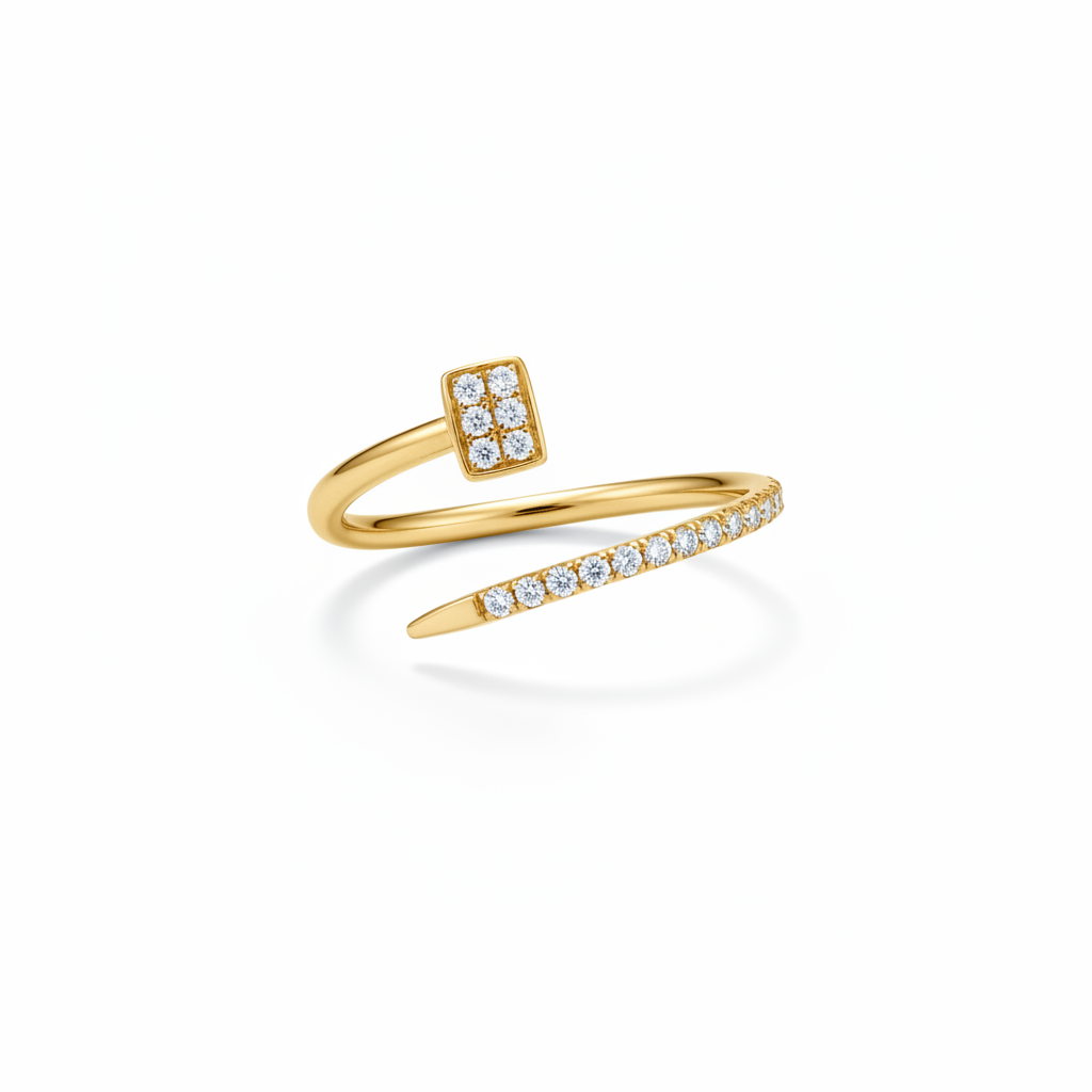 Gold nail wrap spiral ring