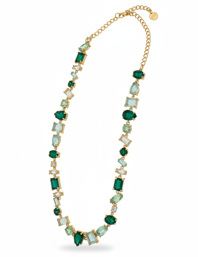 Green Gemstone Gold Necklace