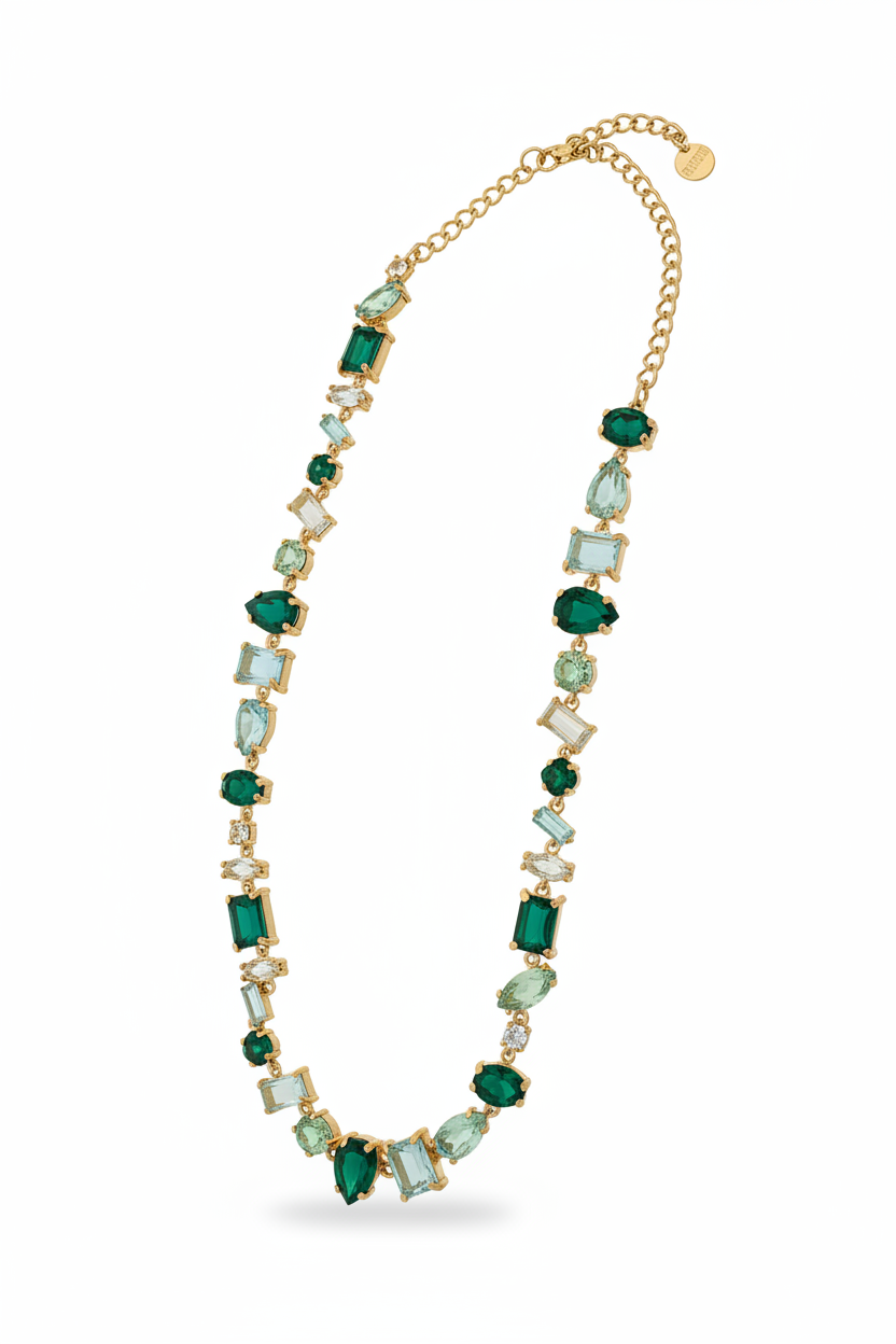 Green Gemstone Gold Necklace