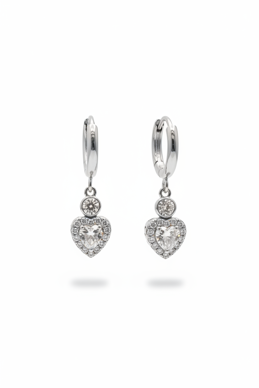 Heart Earrings Silver – Same Pose