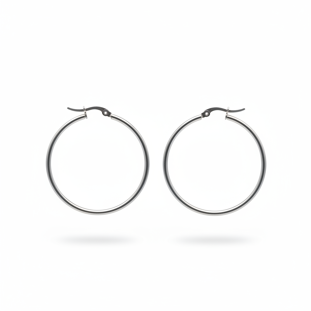 Hoop grande argento sottile – sfondo bianco