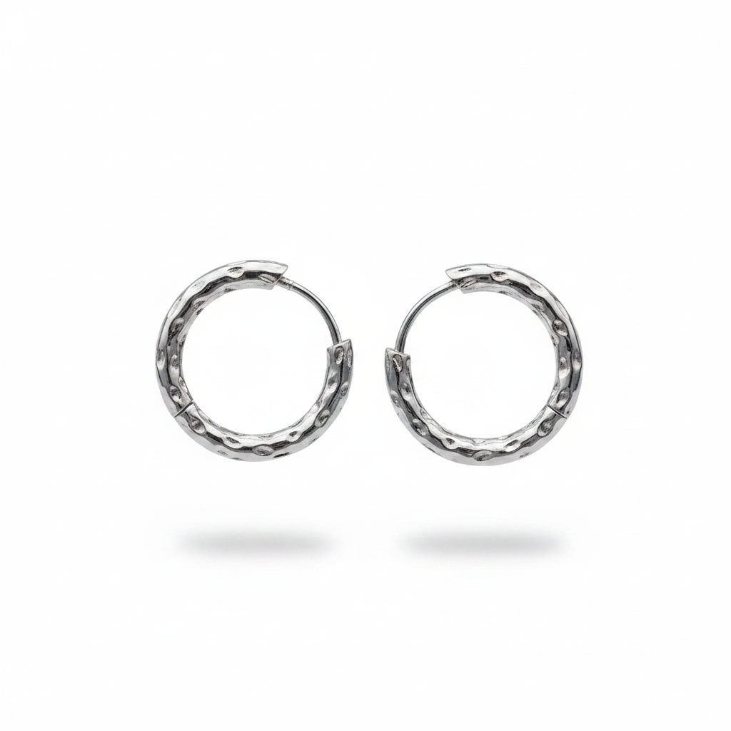 Hoop large argento texture organica