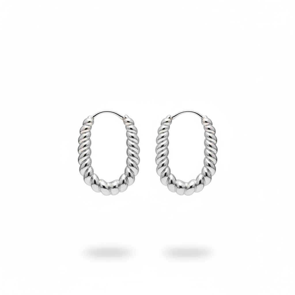 Hoop ovale croissant argento frontale