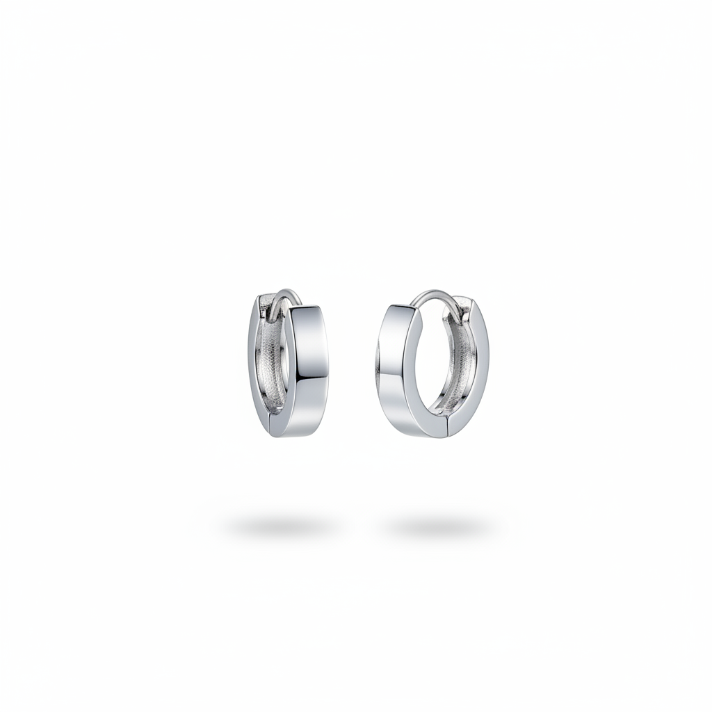 Huggie argentati flat band spessi – vista singola