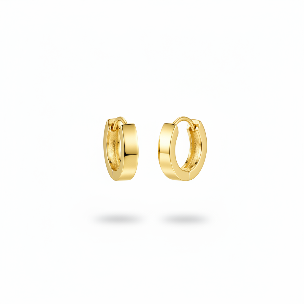 Huggie oro flat band spessi – vista singola