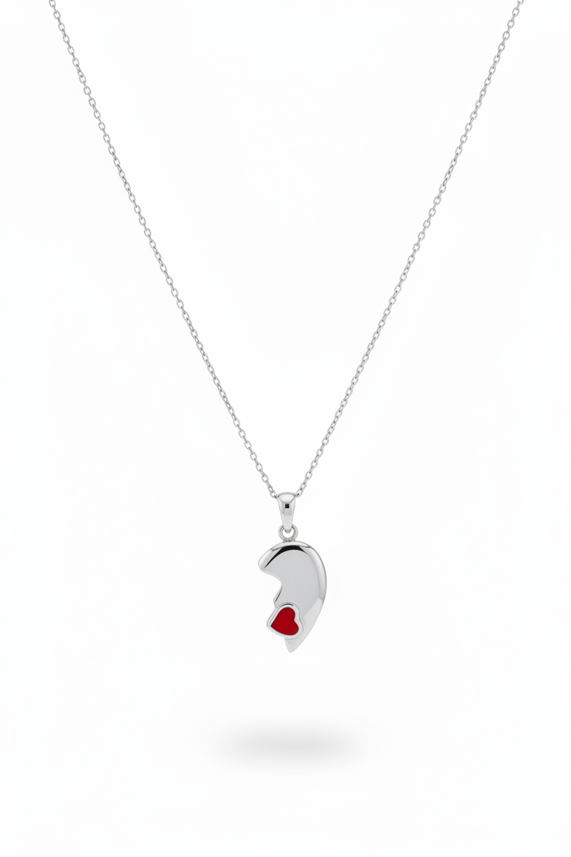Mezza collana cuore destra argento