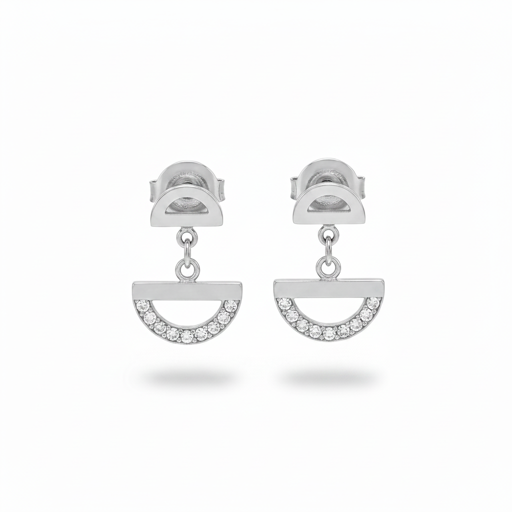 Mezzelune argento zirconi – coppia