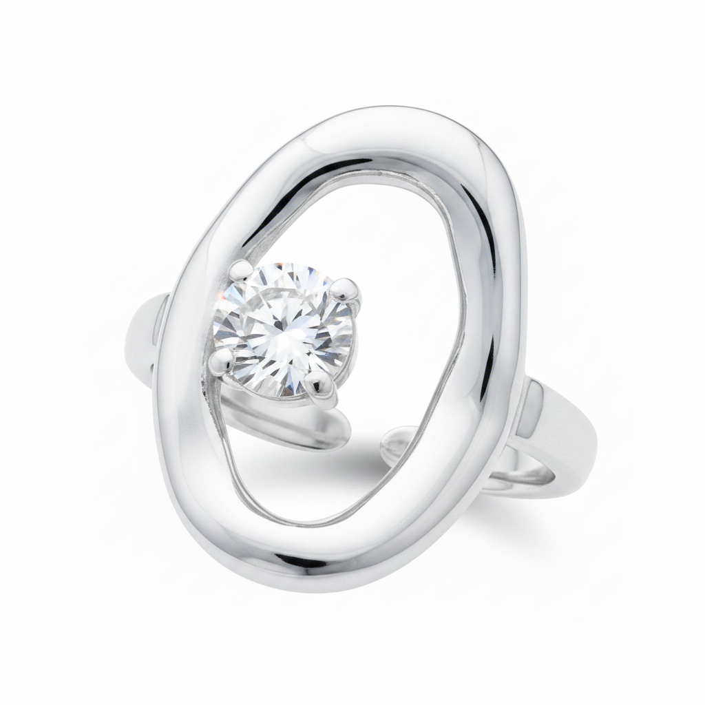 Orbit Ring - dettaglio macro argento