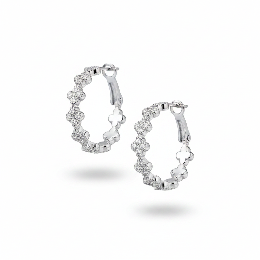 Orecchini argento pavé - frontale