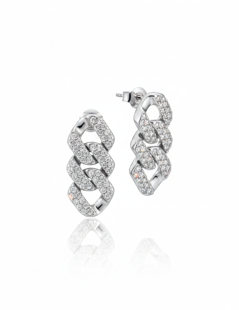 Orecchini argento pavé — vista laterale