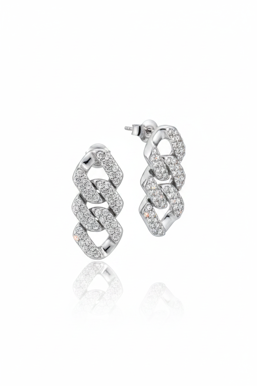 Orecchini argento pavé — vista laterale