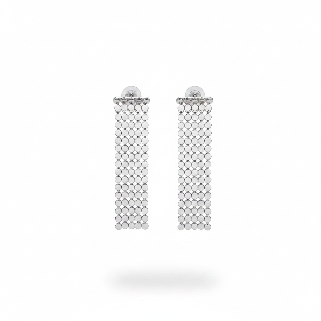 Orecchini cascata dischetti argento