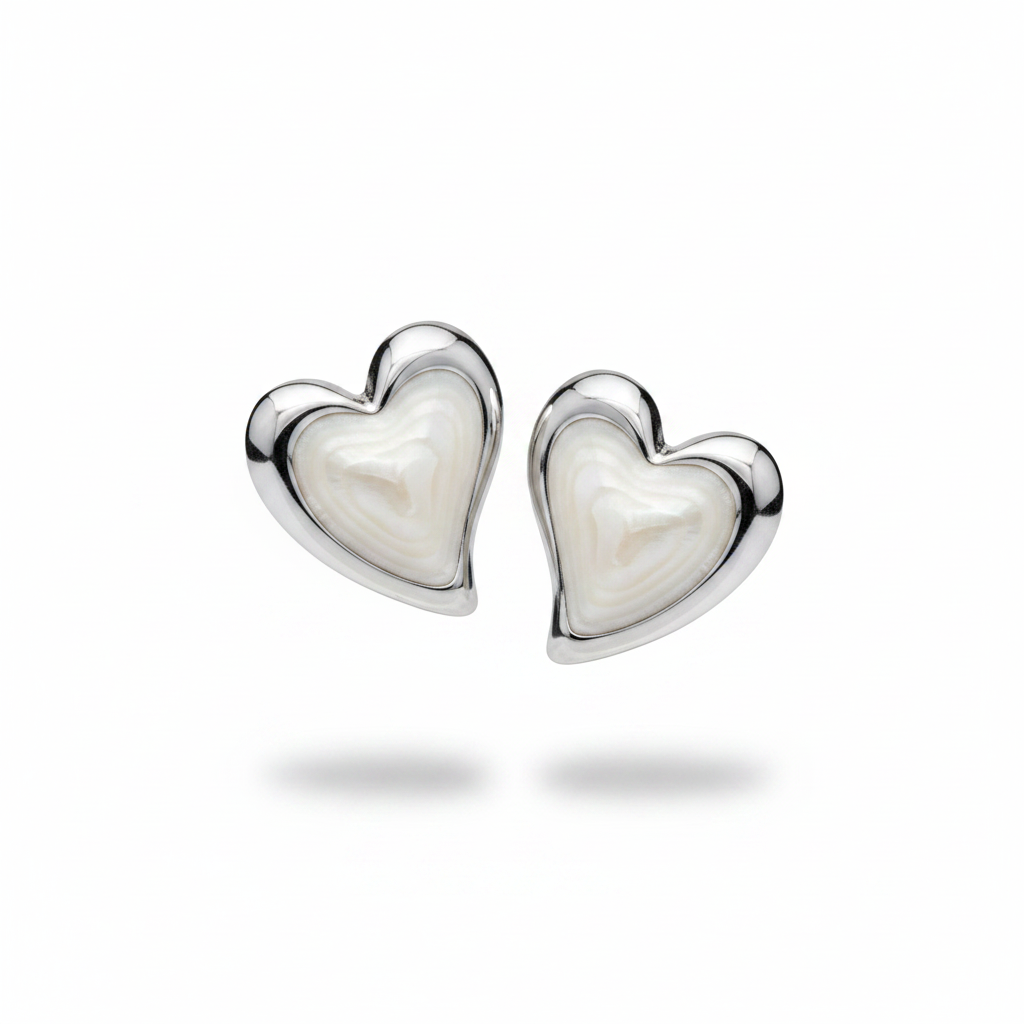 Orecchini cuore bianco - frontale