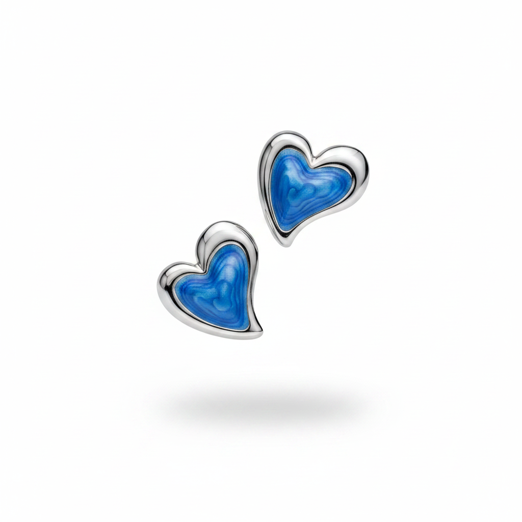 Orecchini cuore blu - frontale