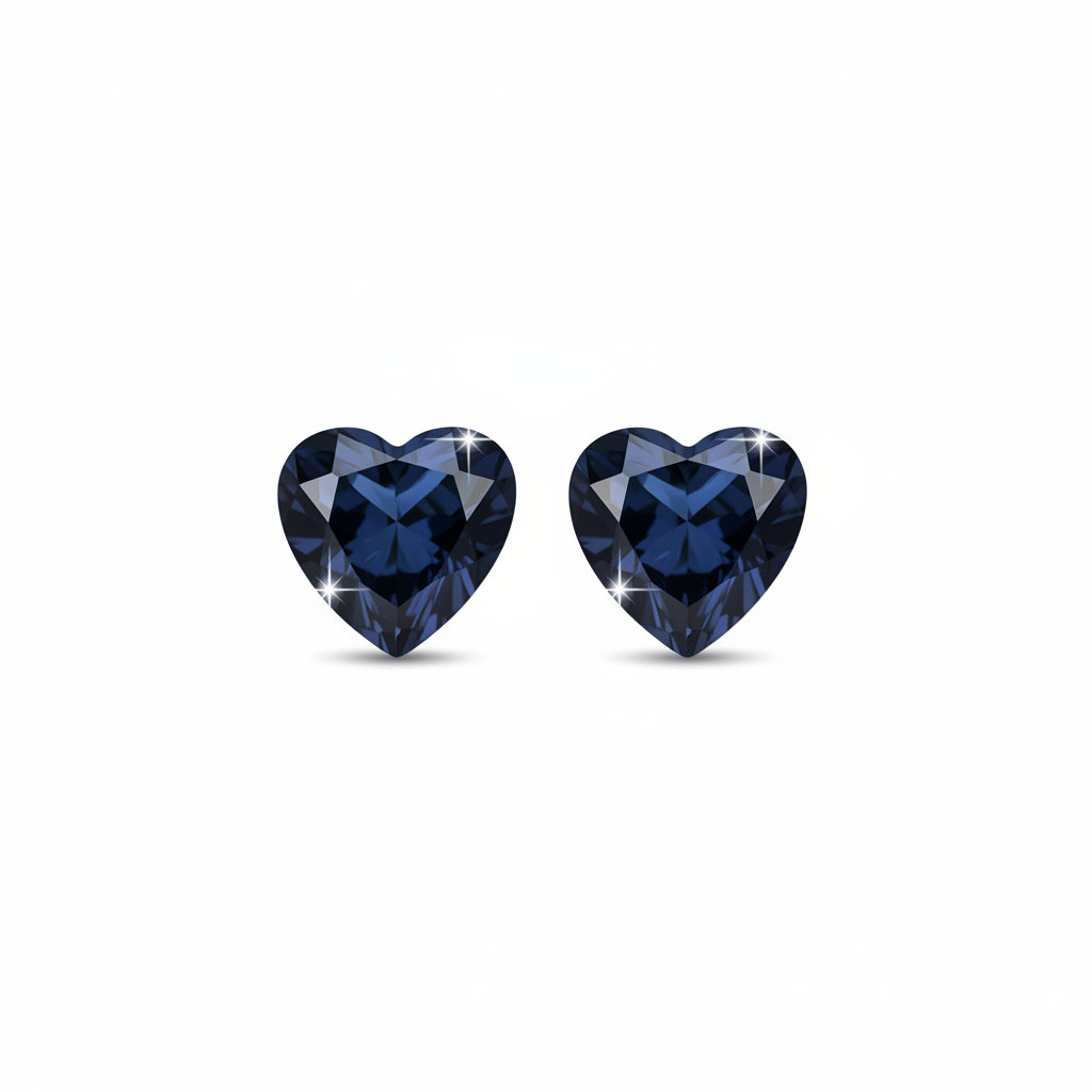 Orecchini cuore blu navy scuro