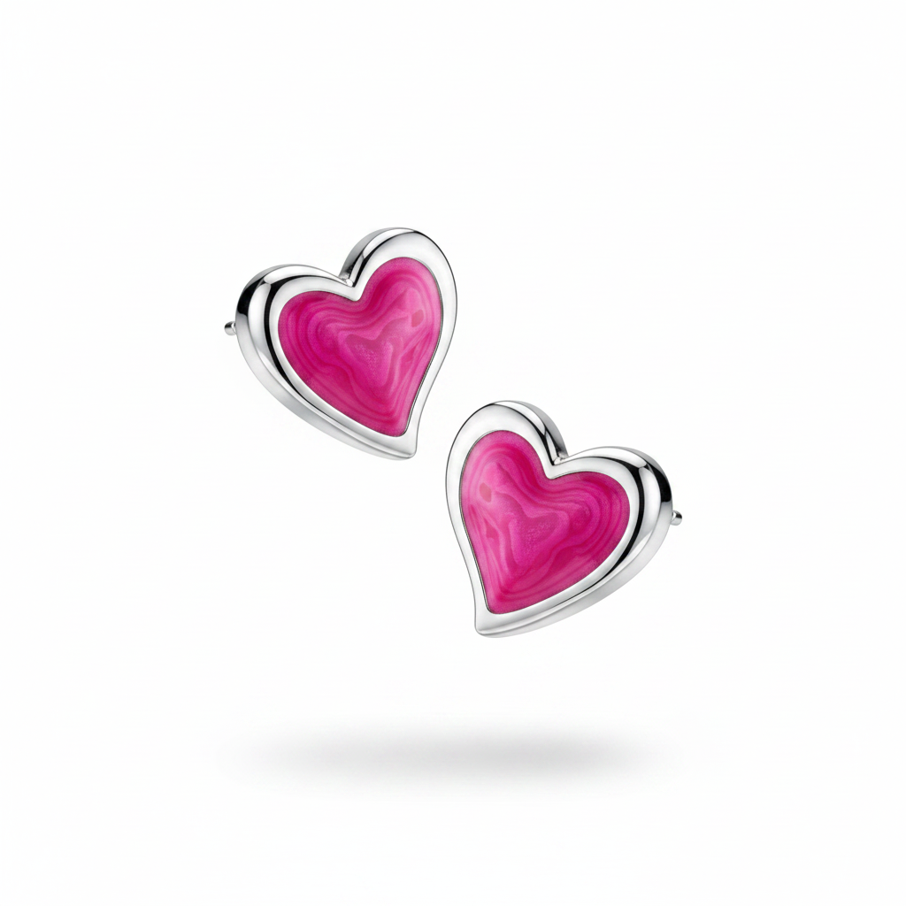 Orecchini cuore fucsia - frontale
