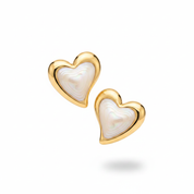 Orecchini cuore gold bianco perla - angolata