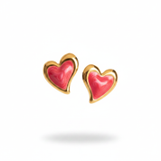 Orecchini cuore gold fucsia - angolata