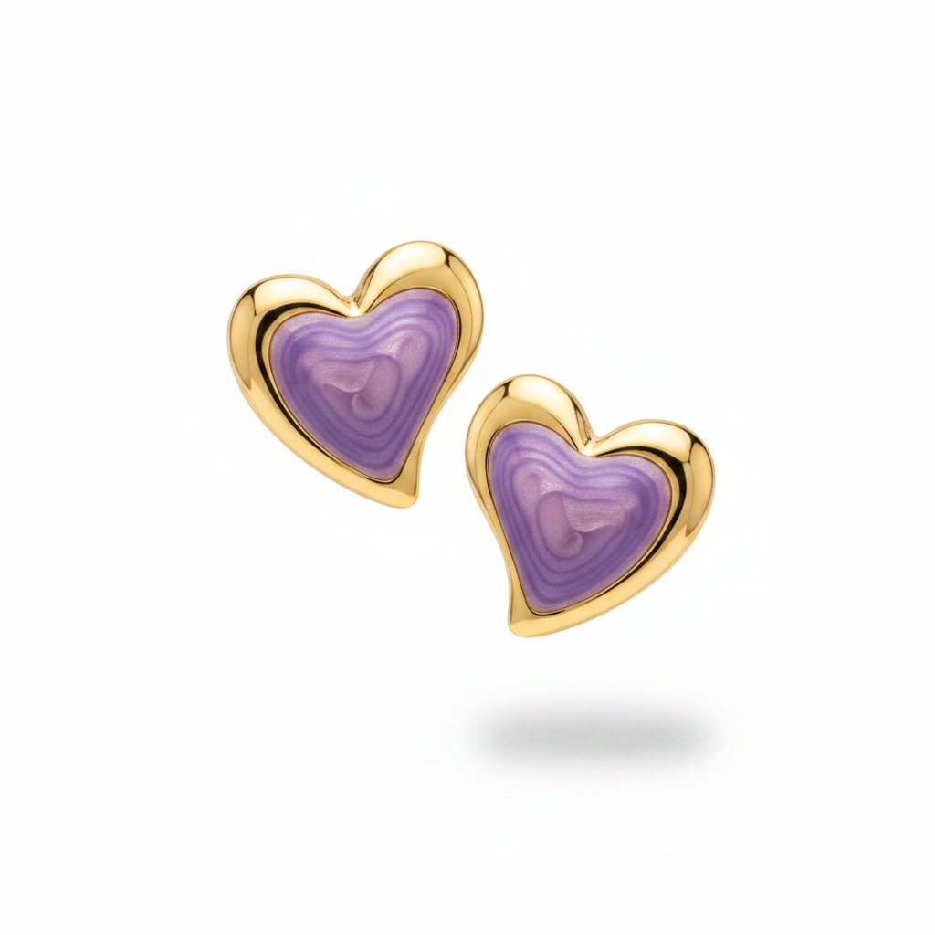 Orecchini cuore gold porpora - frontale