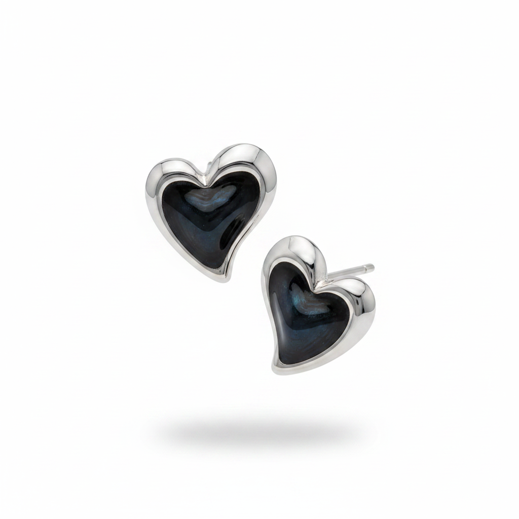 Orecchini cuore nero - angolata