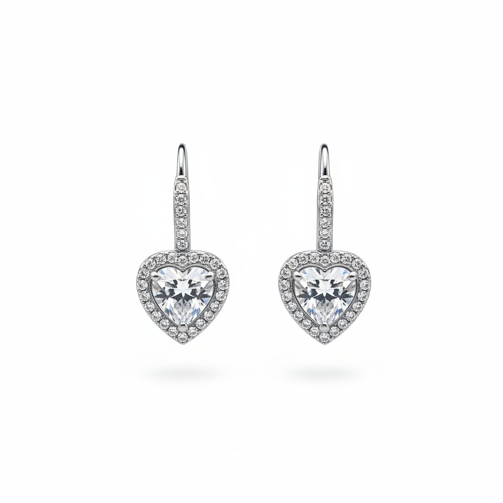 Orecchini cuore silver gancio aperto - frontale
