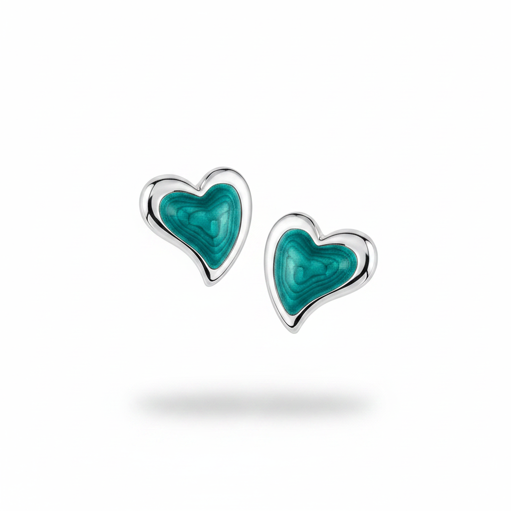 Orecchini cuore verde acqua - angolata