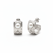 Orecchini Fascia Argento Perla - Sfondo Bianco