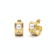 Orecchini Fascia Oro Perla - Sfondo Bianco