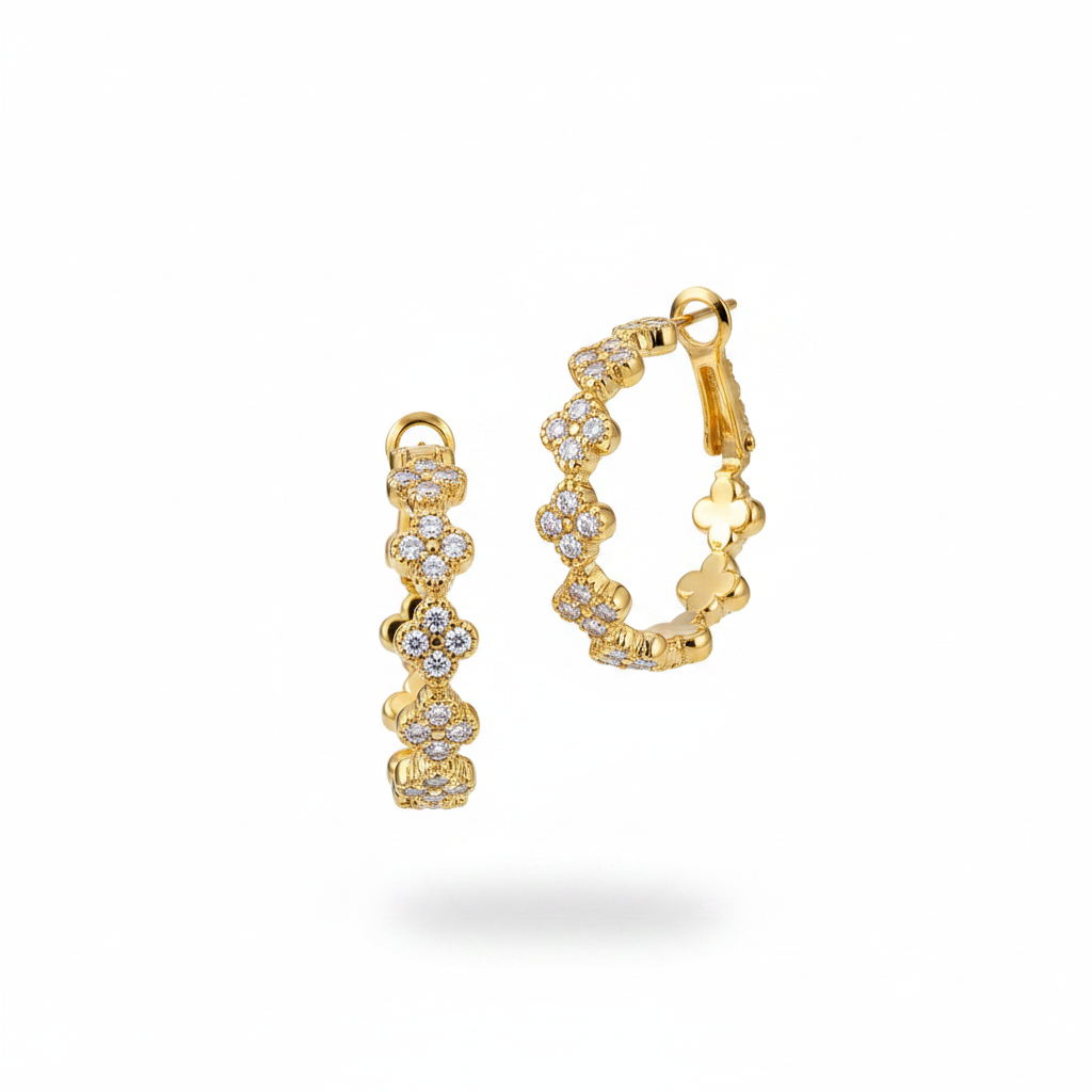 Orecchini oro pavé - frontale