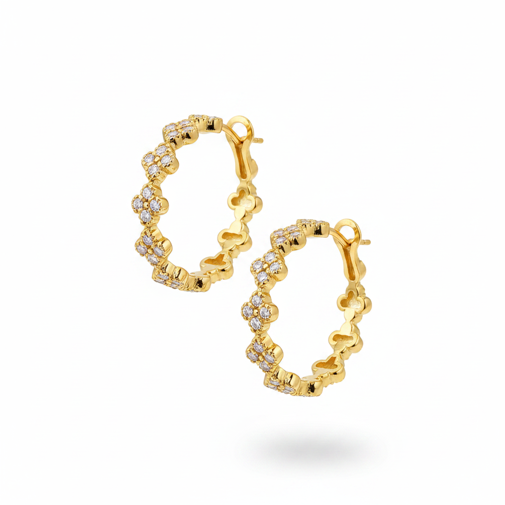 Orecchini oro pavé - tre quarti
