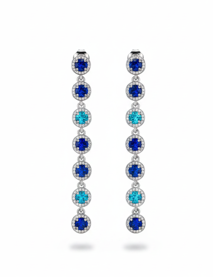 Orecchini pendenti argento - blu