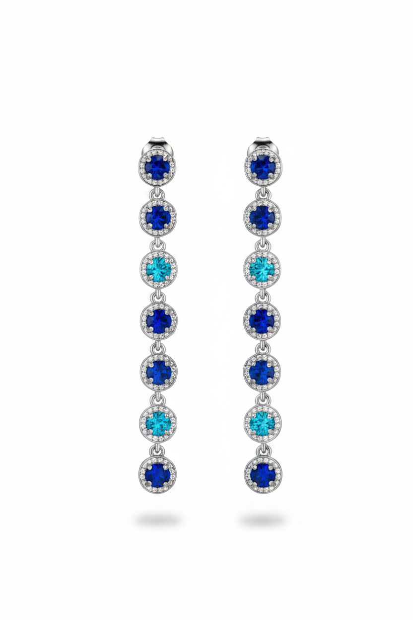 Orecchini pendenti argento - blu