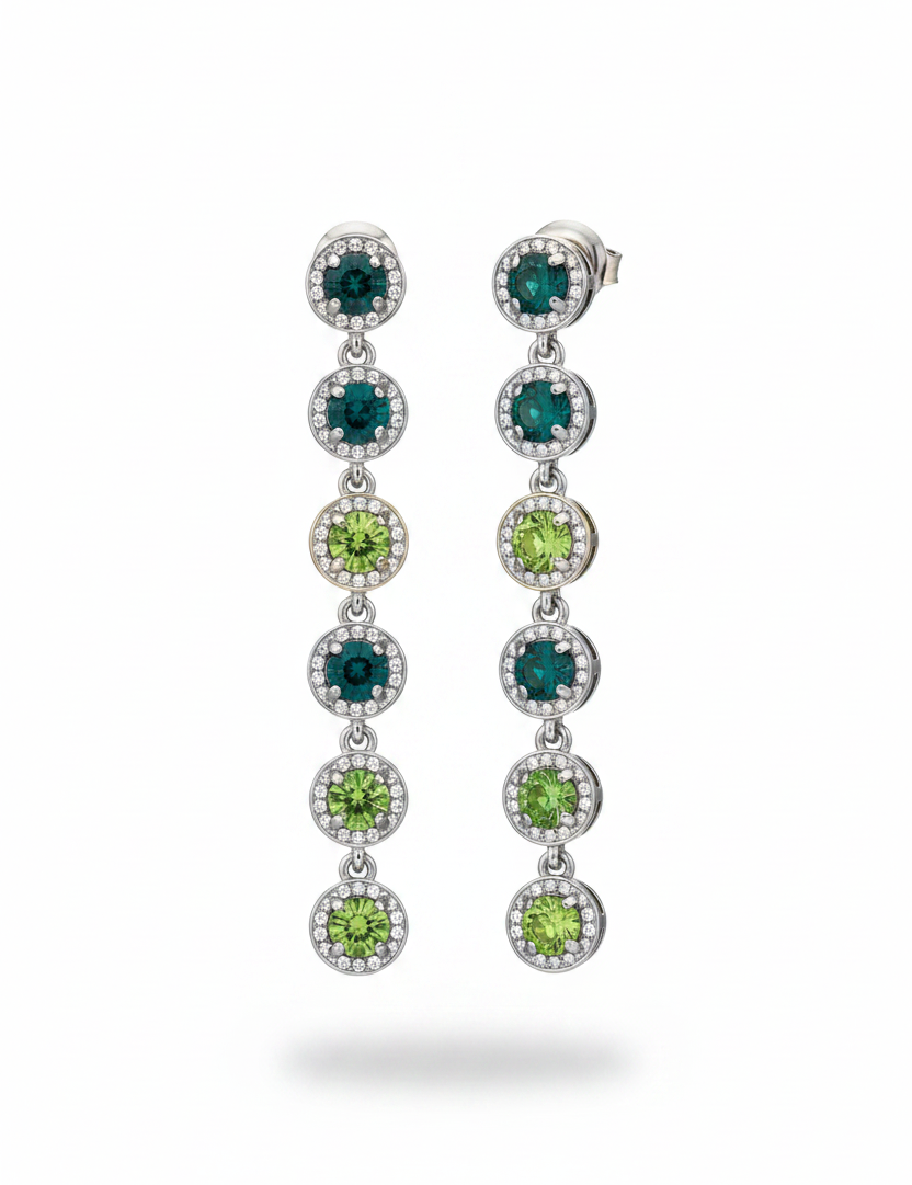 Orecchini pendenti argento - verde