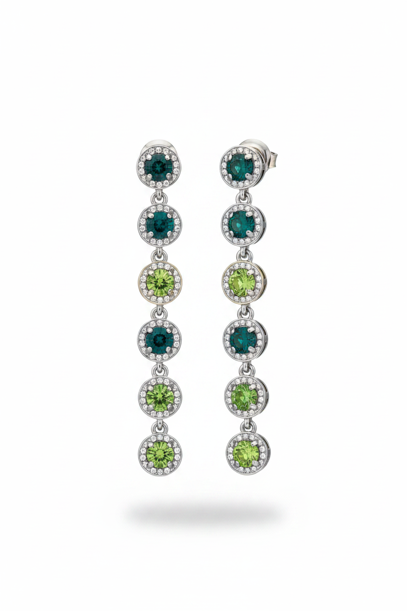Orecchini pendenti argento - verde