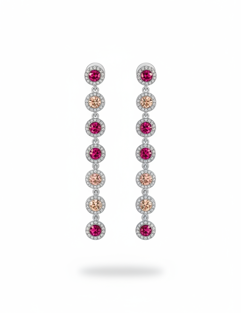 Orecchini pendenti rosa - argento