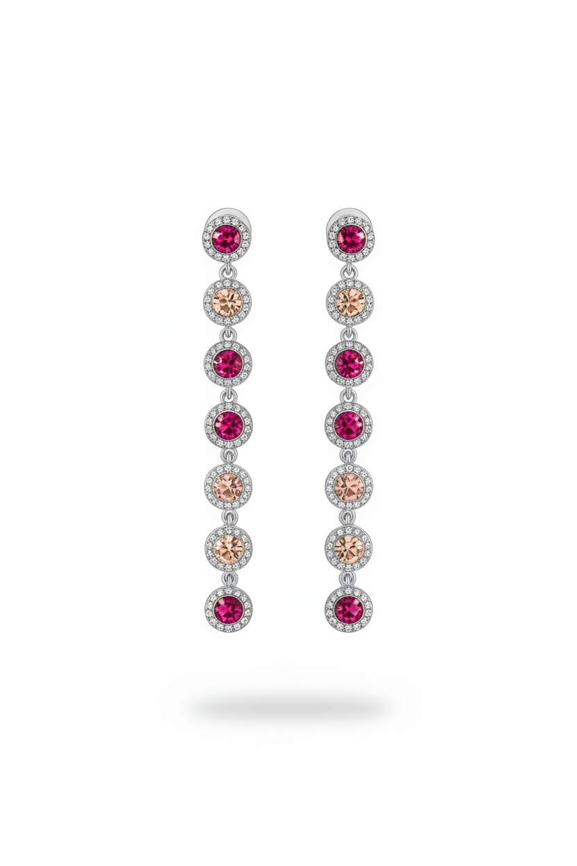 Orecchini pendenti rosa - argento