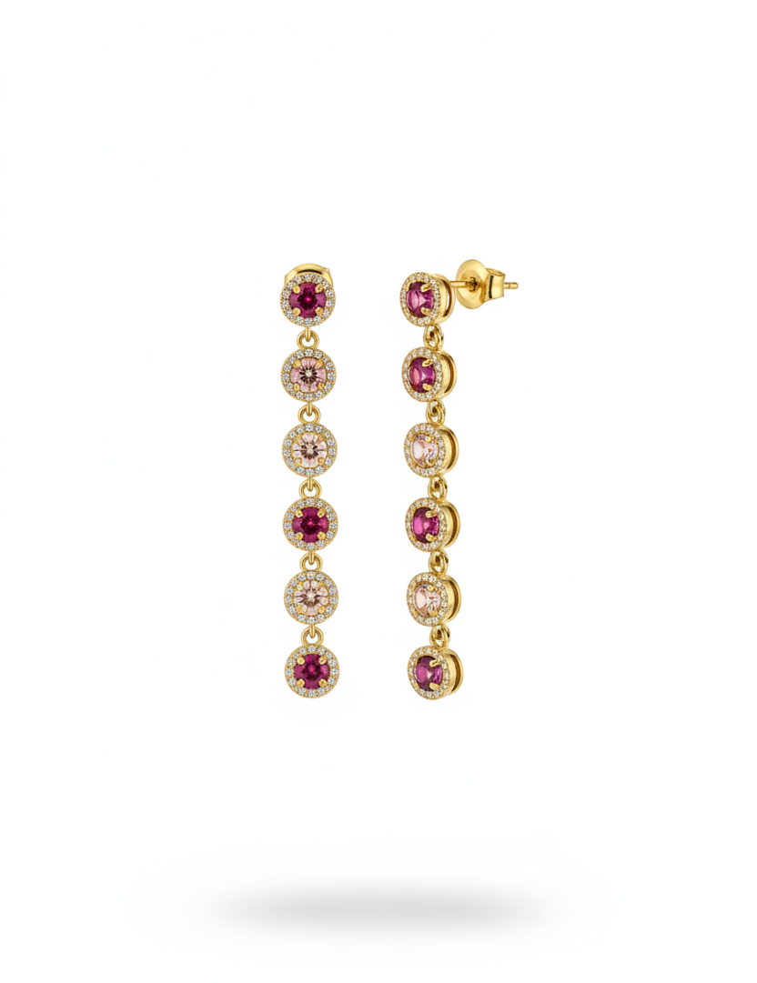 Orecchini pendenti rosa - oro