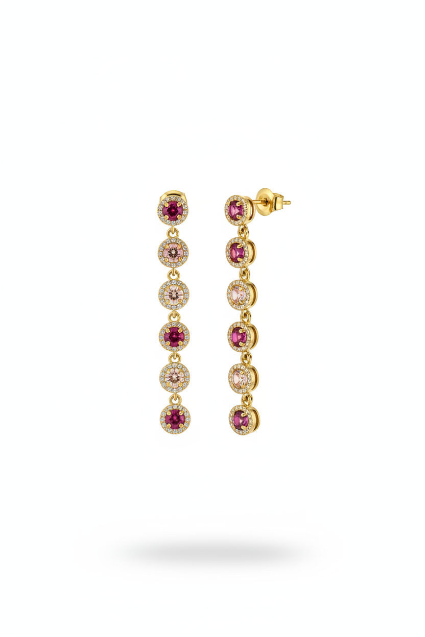 Orecchini pendenti rosa - oro
