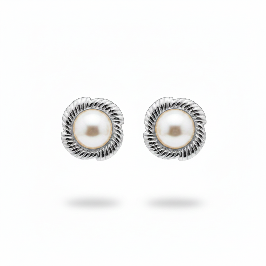 Orecchini perla cornice argento - stessa forma